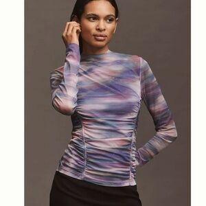 NWT By Anthropologie Double-Layer Mesh Top | Sheer Trendy Blouse